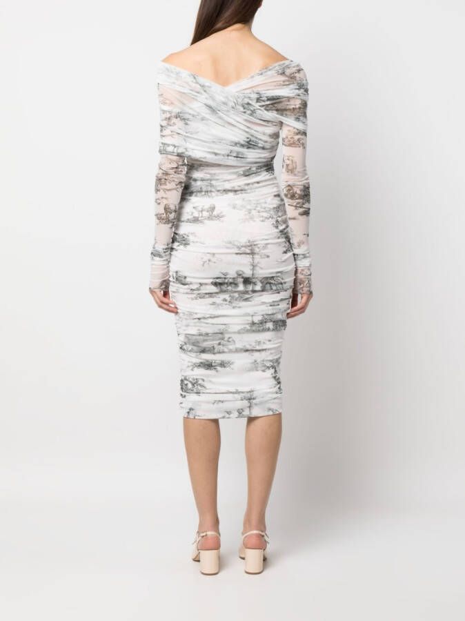 Philosophy Di Lorenzo Serafini Midi-jurk met gesmokt detail Wit