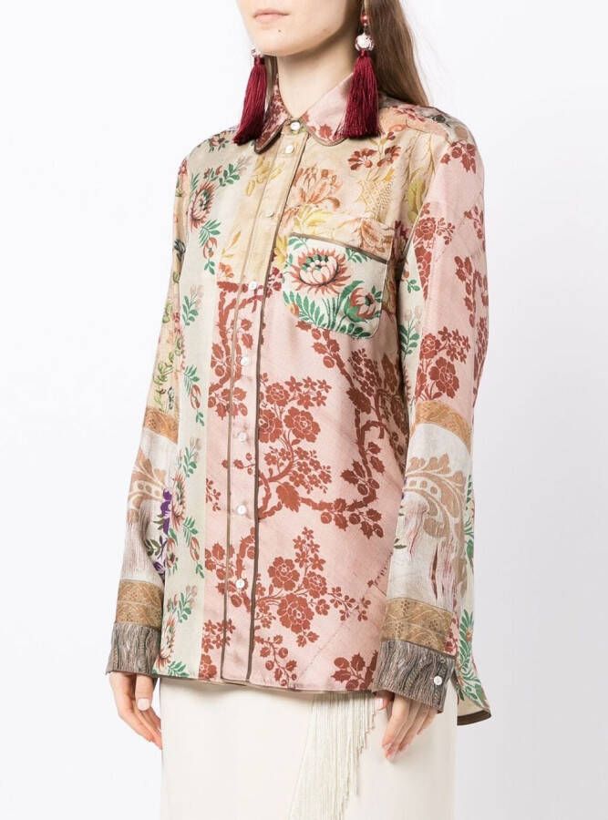 Pierre-Louis Mascia Blouse met bloemenprint Bruin