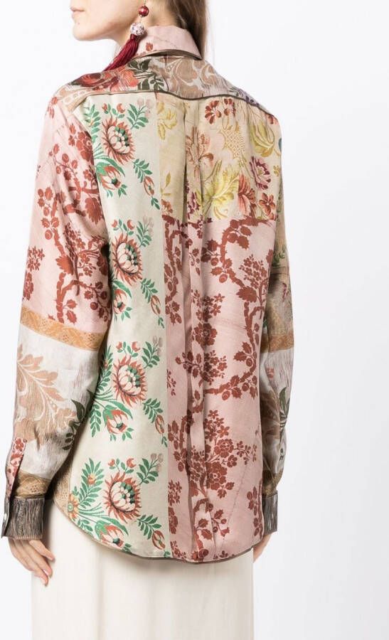 Pierre-Louis Mascia Blouse met bloemenprint Bruin