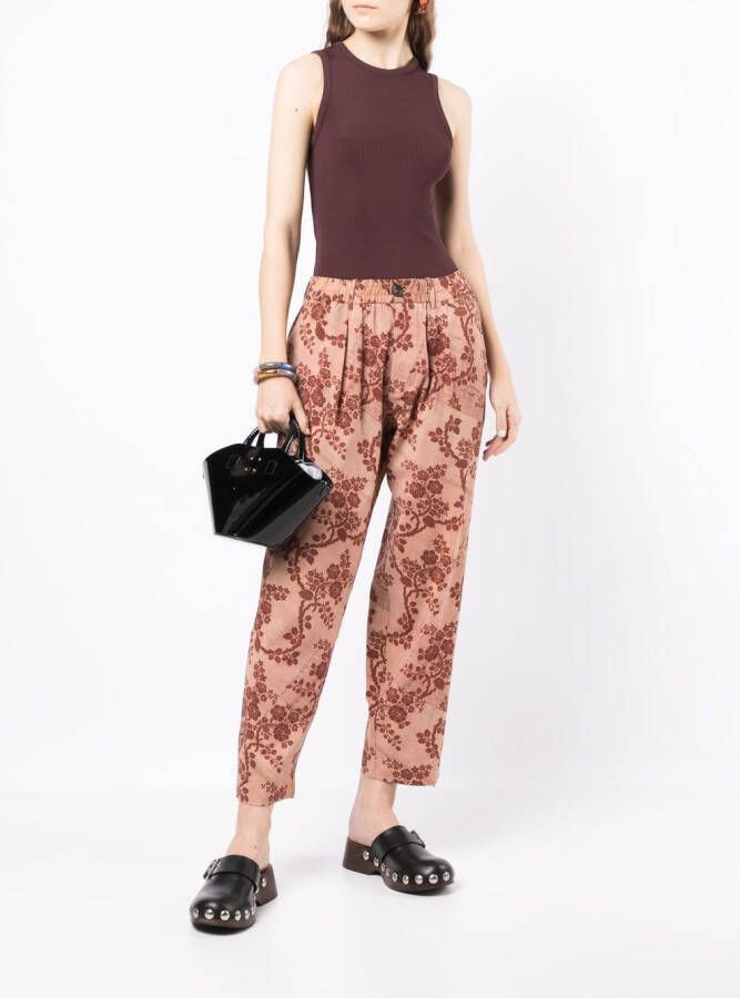 Pierre-Louis Mascia Broek met bloemenprint Bruin