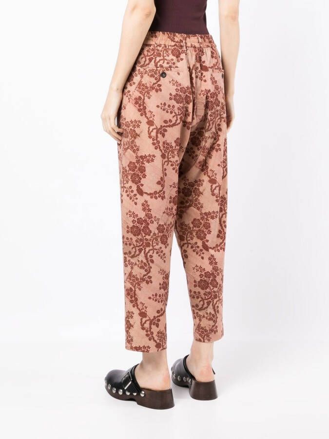 Pierre-Louis Mascia Broek met bloemenprint Bruin