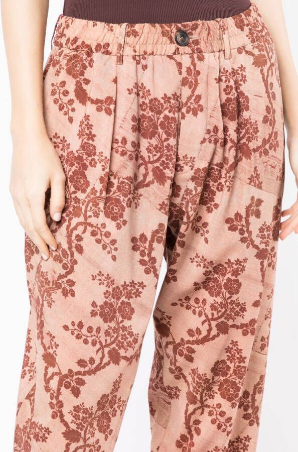 Pierre-Louis Mascia Broek met bloemenprint Bruin