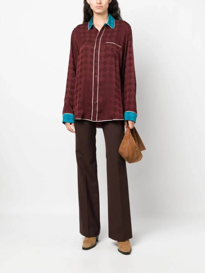 Pierre-Louis Mascia Zijden shirt met jacquard Rood