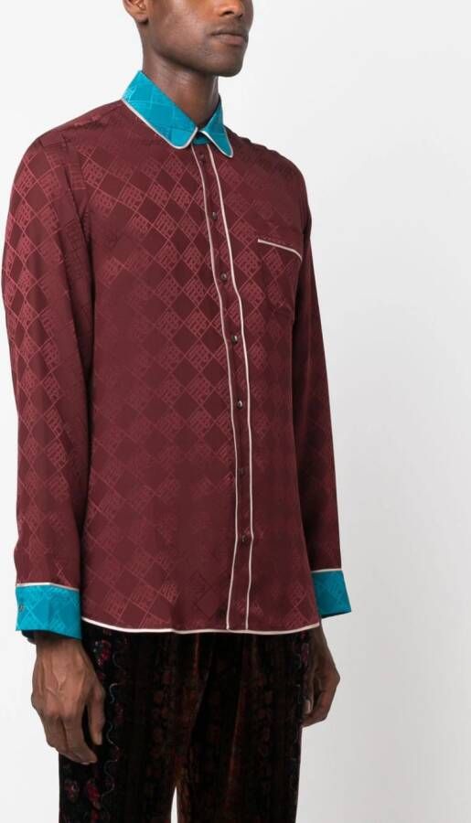Pierre-Louis Mascia Zijden shirt met jacquard Rood