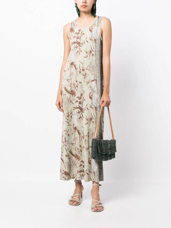 Pierre-Louis Mascia Midi-jurk met botanische print Beige