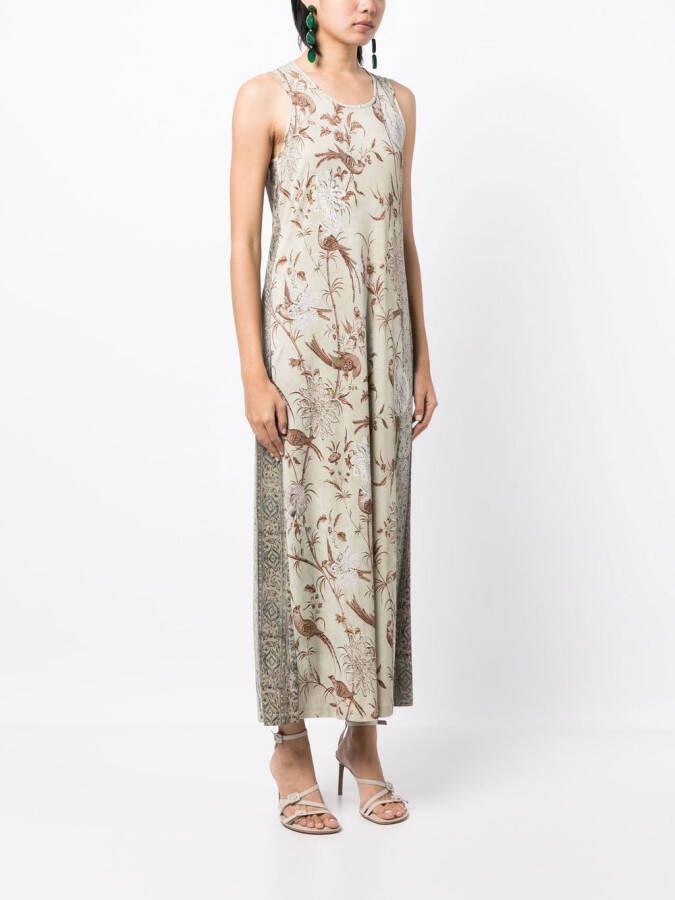 Pierre-Louis Mascia Midi-jurk met botanische print Beige