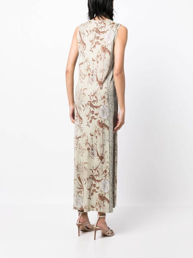 Pierre-Louis Mascia Midi-jurk met botanische print Beige