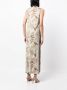 Pierre-Louis Mascia Midi-jurk met botanische print Beige - Thumbnail 4