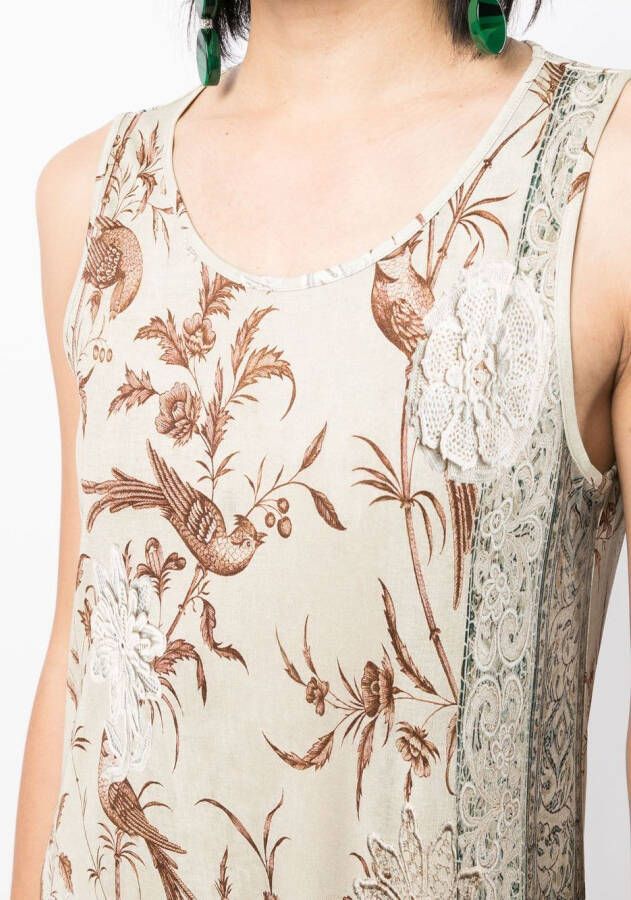 Pierre-Louis Mascia Midi-jurk met botanische print Beige