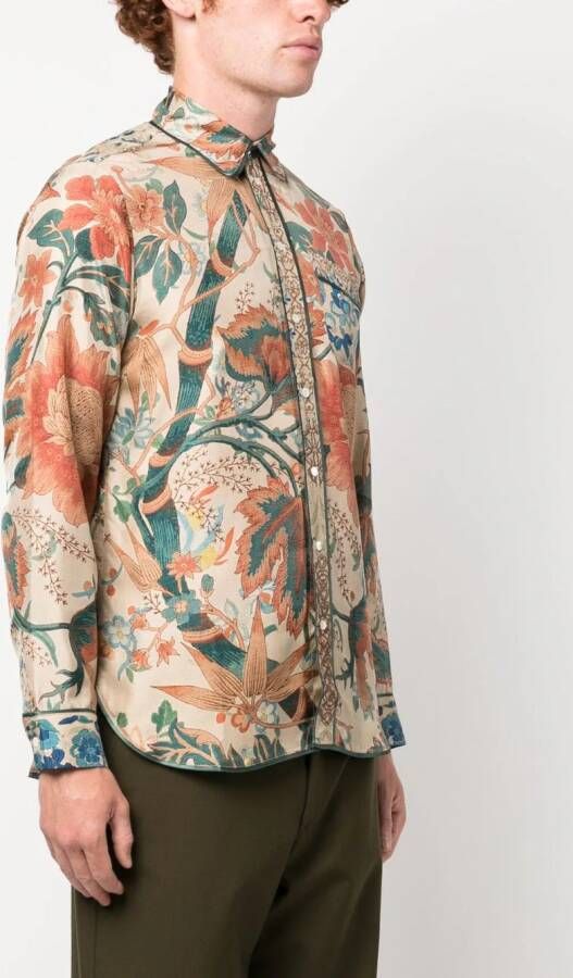 Pierre-Louis Mascia Overhemd met botanische print Beige