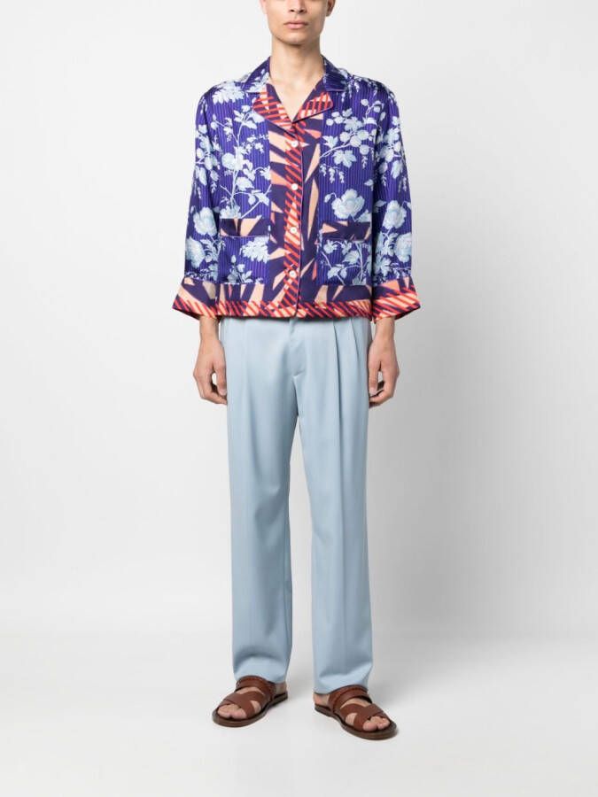 Pierre-Louis Mascia Shirt met bloemenprint Blauw
