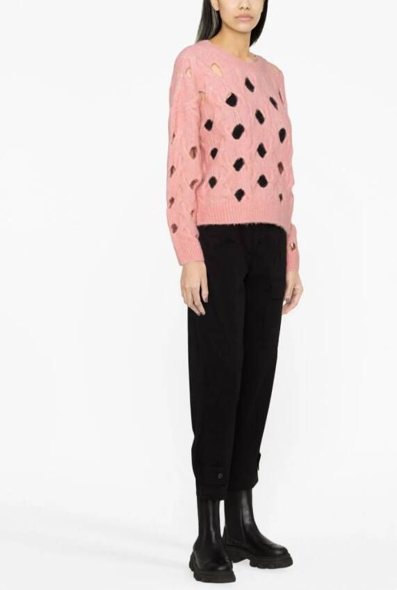 PINKO cable knit cut-out jumper Roze