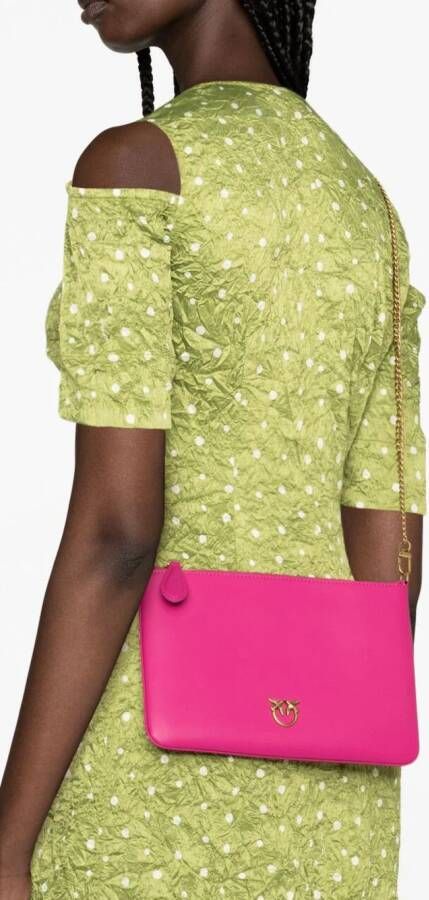 PINKO Classic leren clutch Roze