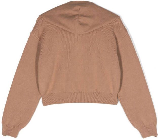 Pinko Kids Hoodie met geborduurd logo Beige