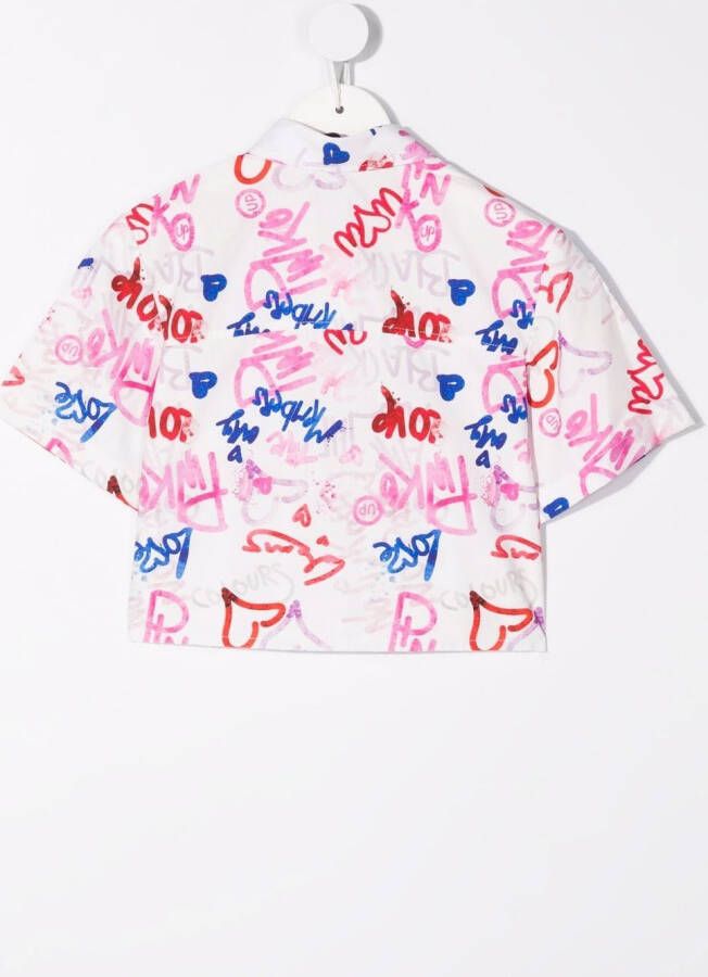 Pinko Kids Shirt met graffiti-print Wit