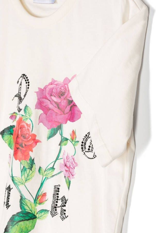 Pinko Kids T-shirt met bloemenprint Beige