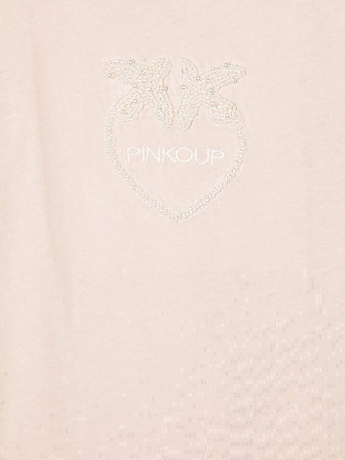Pinko Kids T-shirt met geborduurd logo Beige