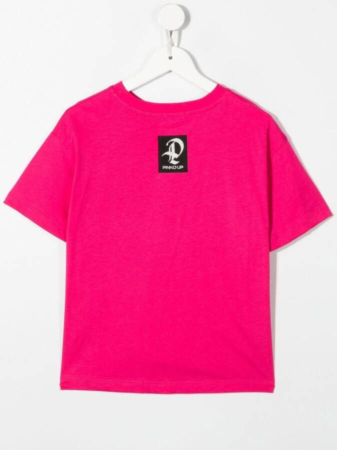 Pinko Kids T-shirt met verfraaid logo Roze