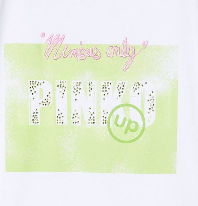 Pinko Kids T-shirtjurk met logoprint Wit
