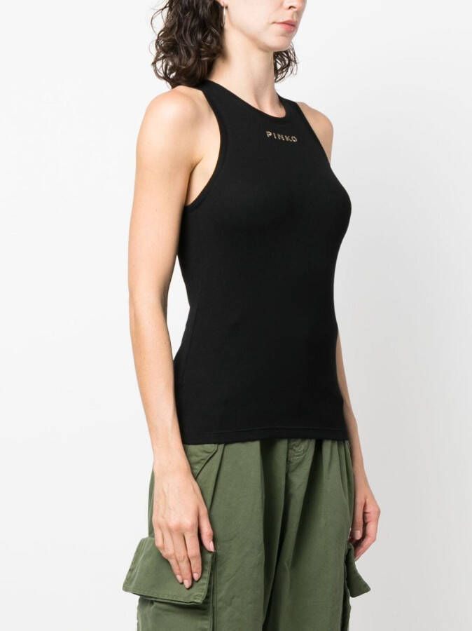 PINKO Tanktop met logo-reliëf Zwart