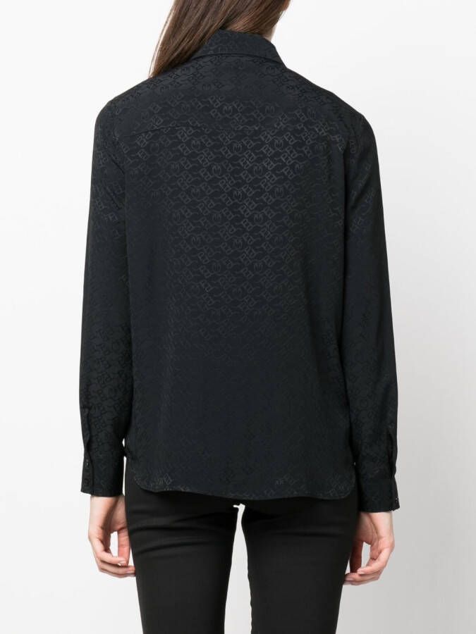 PINKO Blouse met logo jacquard Zwart