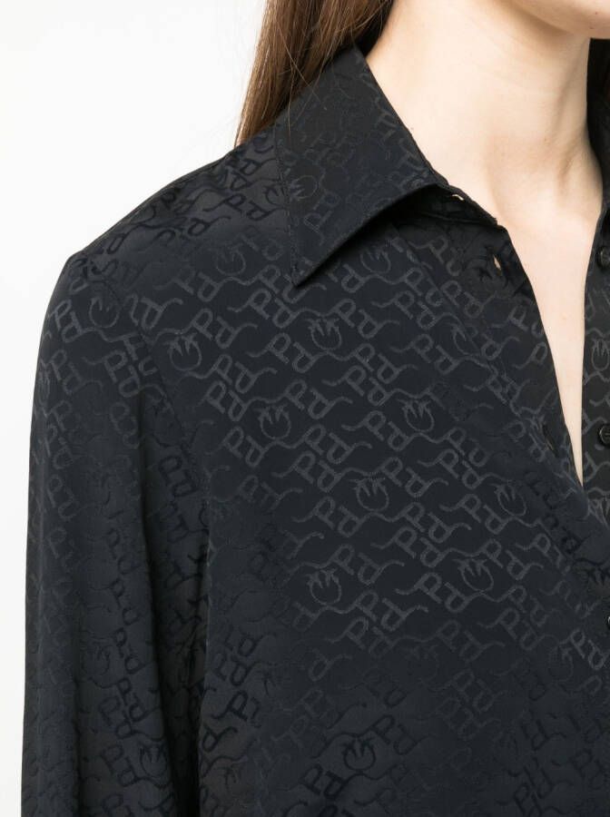 PINKO Blouse met logo jacquard Zwart