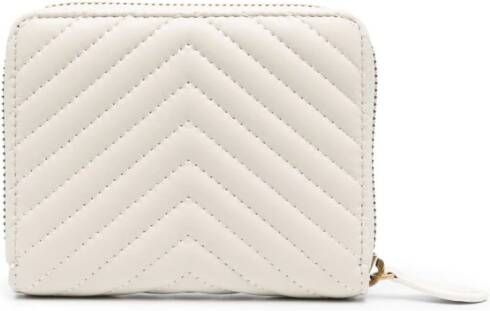 PINKO logo-plaque quilted leather wallet Wit