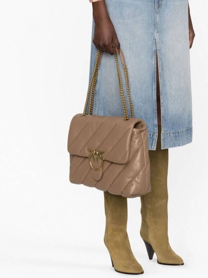 PINKO Love Big Puff leather shoulder bag Beige
