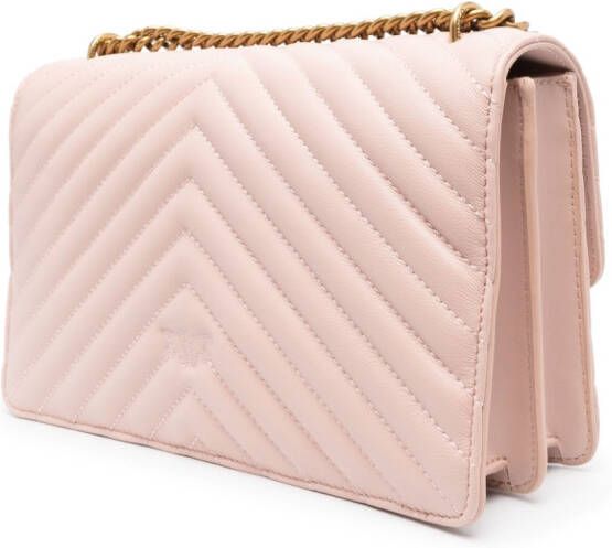 PINKO Love Birds leren crossbodytas Roze