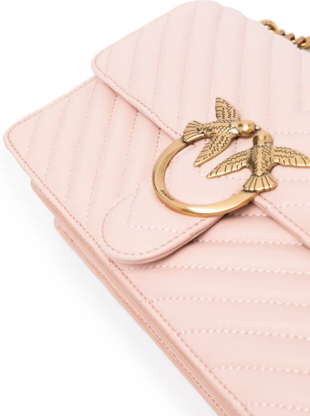 PINKO Love Birds leren crossbodytas Roze