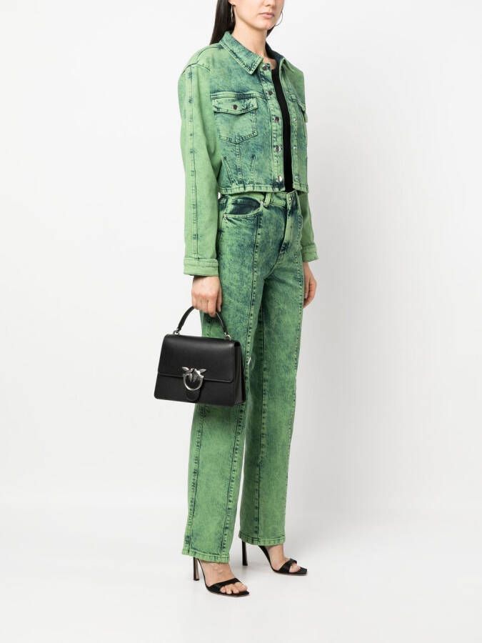 PINKO Love Birds leren shopper Zwart
