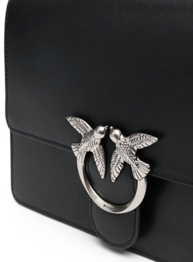 PINKO Love Birds leren shopper Zwart