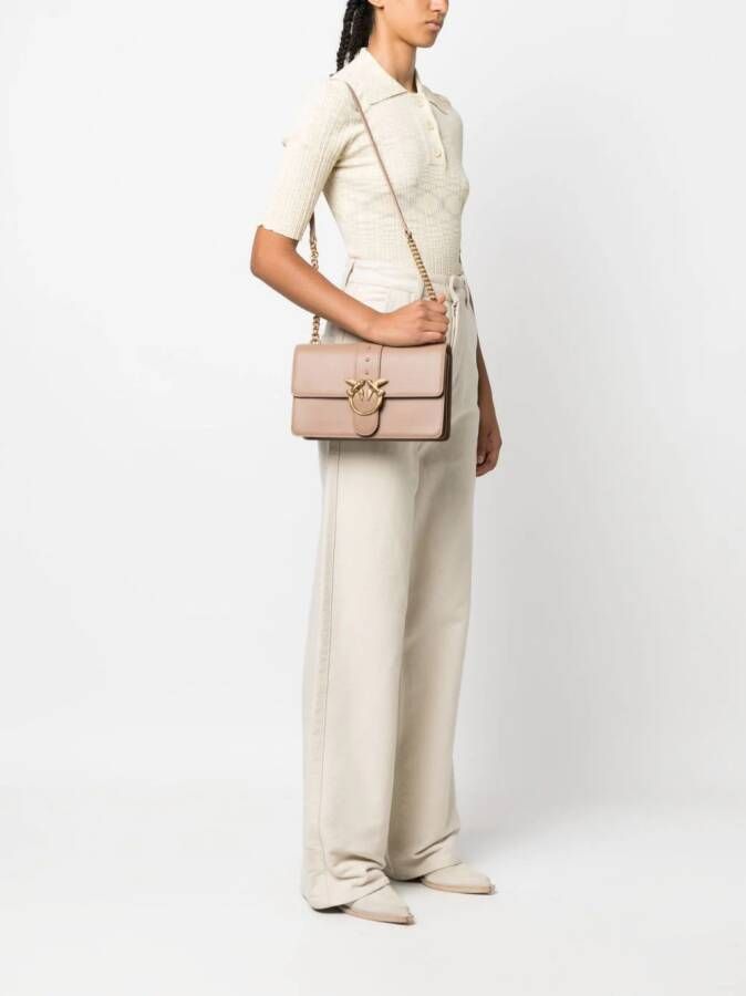 PINKO Love leren crossbodytas Beige