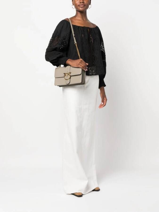 PINKO Love leren crossbodytas Beige