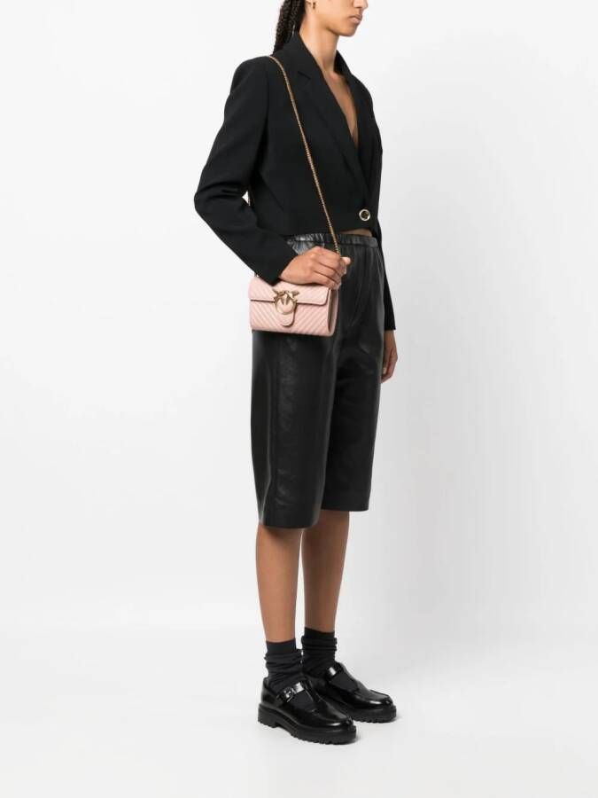 PINKO Love One leren crossbodytas Roze