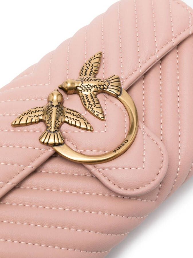PINKO Love One leren crossbodytas Roze