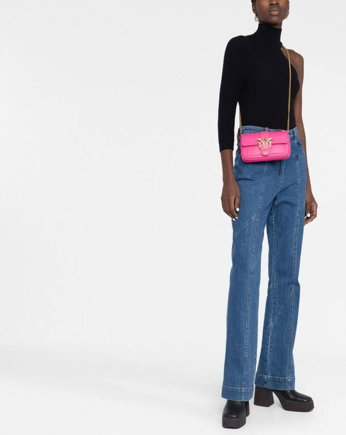 PINKO Love One Pocket leren crossbodytas Roze