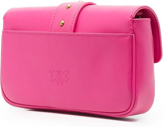 PINKO Love One Pocket leren crossbodytas Roze