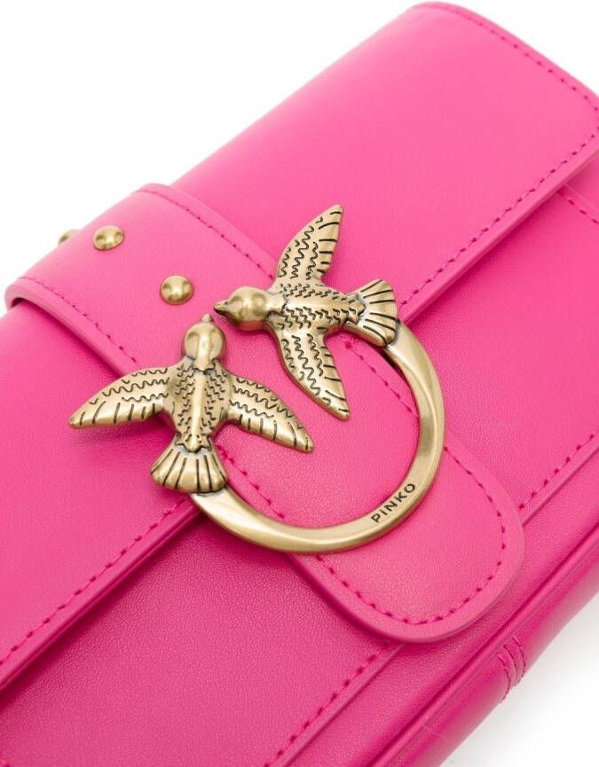 PINKO Love One Pocket leren crossbodytas Roze