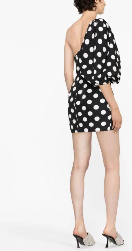 PINKO one-shoulder polka-dot print minidress Zwart