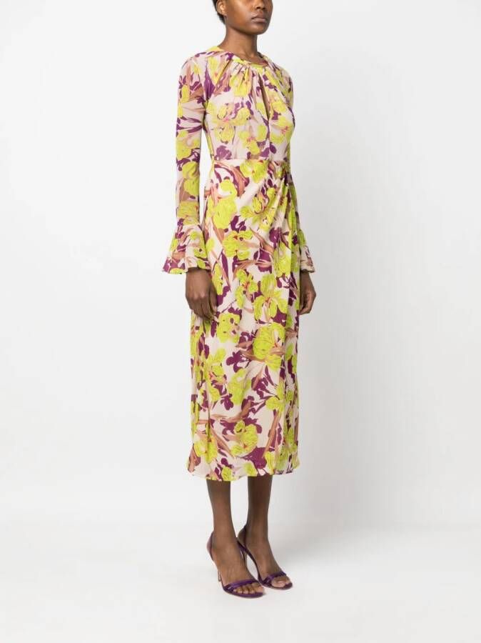 PINKO Midi-jurk met bloemenprint Beige