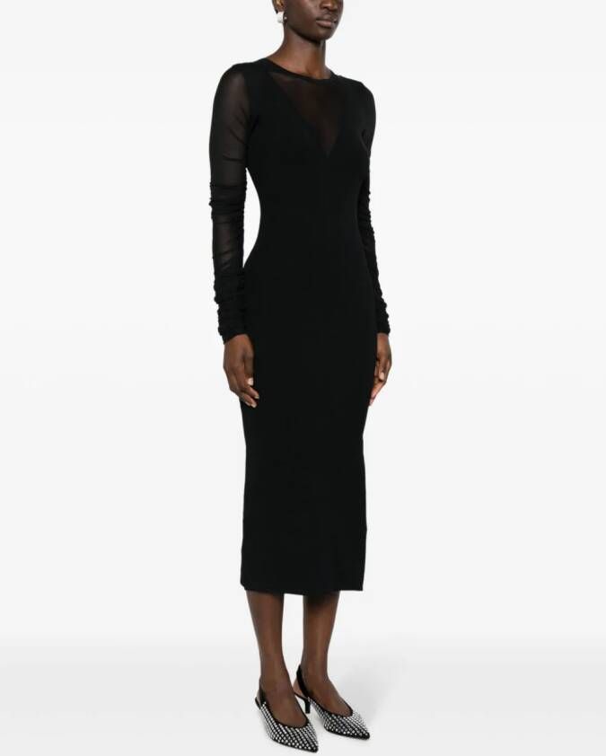 PINKO Ribgebreide midi-jurk met vlakken Zwart
