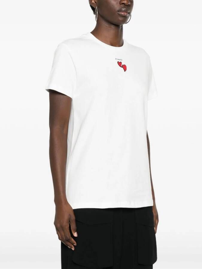 PINKO T-shirt met logoprint en kralen Wit