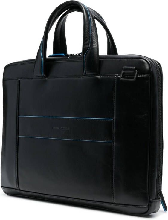 PIQUADRO Leren laptoptas Zwart