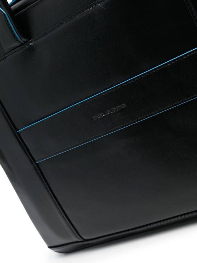 PIQUADRO Leren laptoptas Zwart