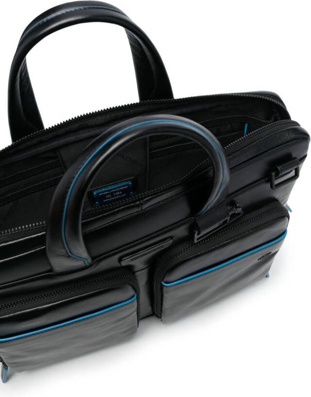 PIQUADRO Leren laptoptas Zwart