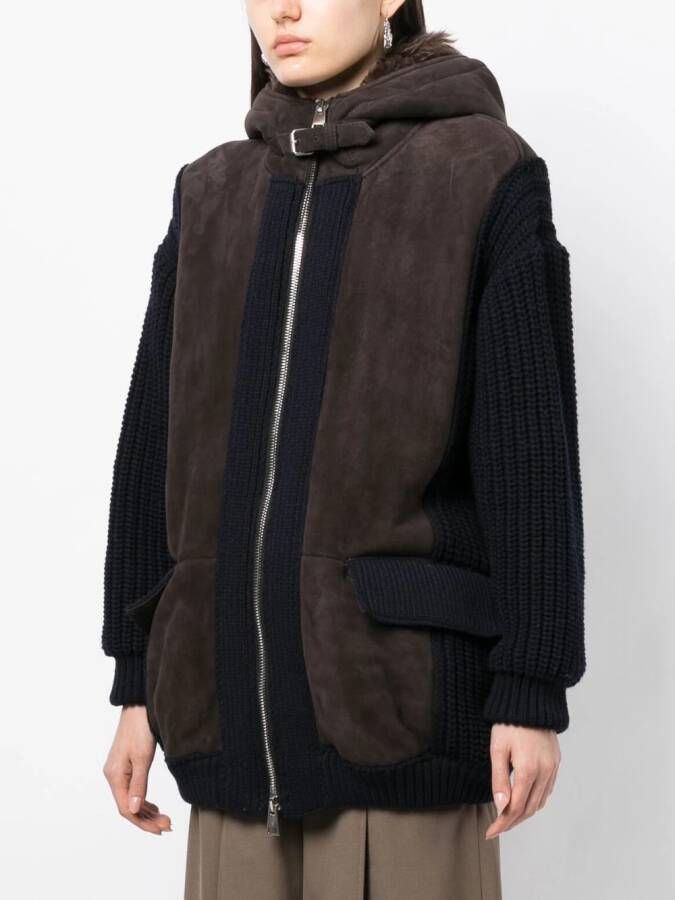 Plan C knitted hooded jacket Bruin