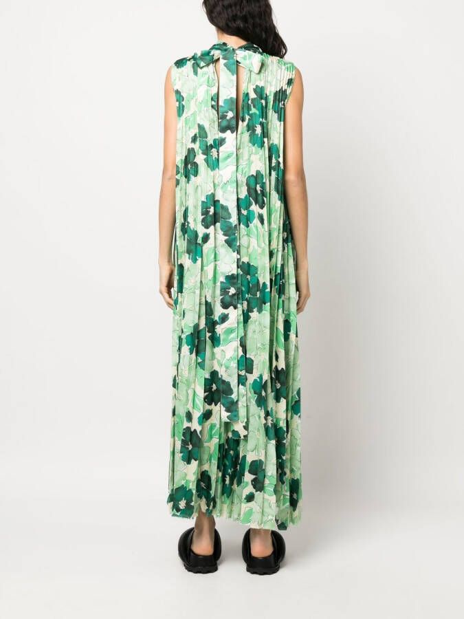 Plan C Maxi-jurk met bloemenprint Groen
