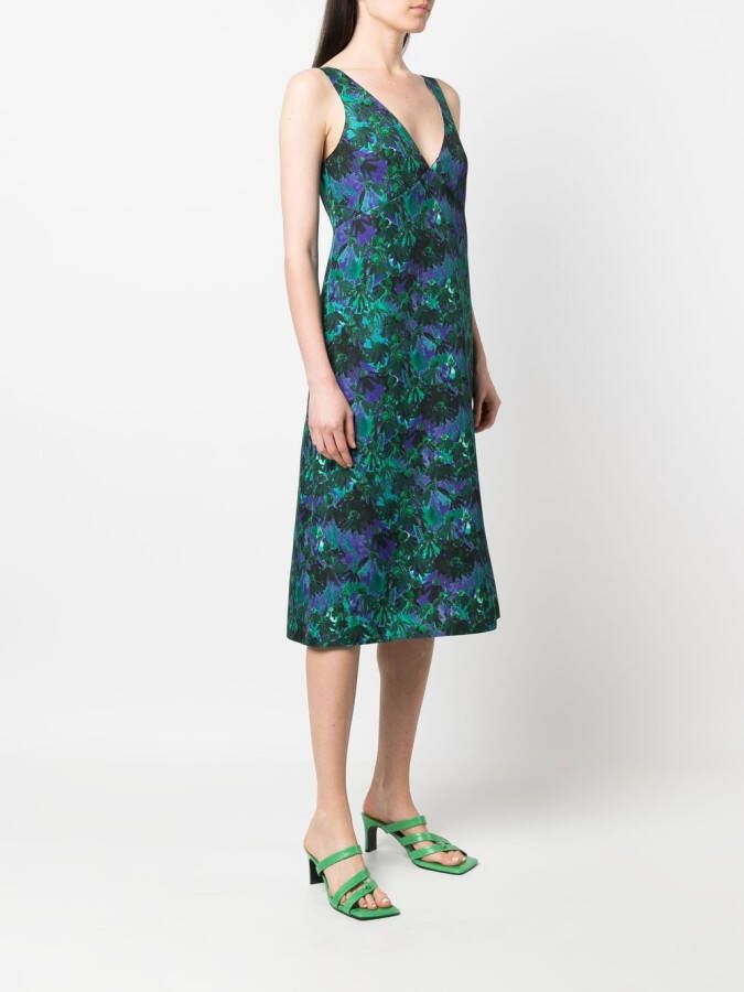 Plan C Midi-jurk met bloemenprint Groen