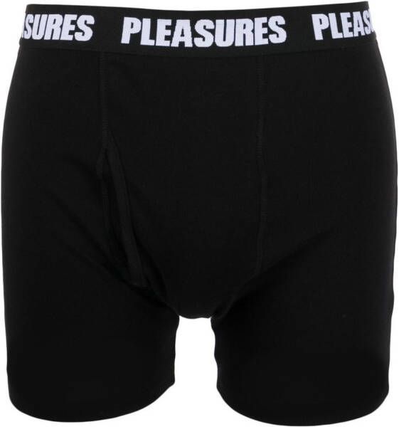 Pleasures Boxershorts met logo tailleband Zwart